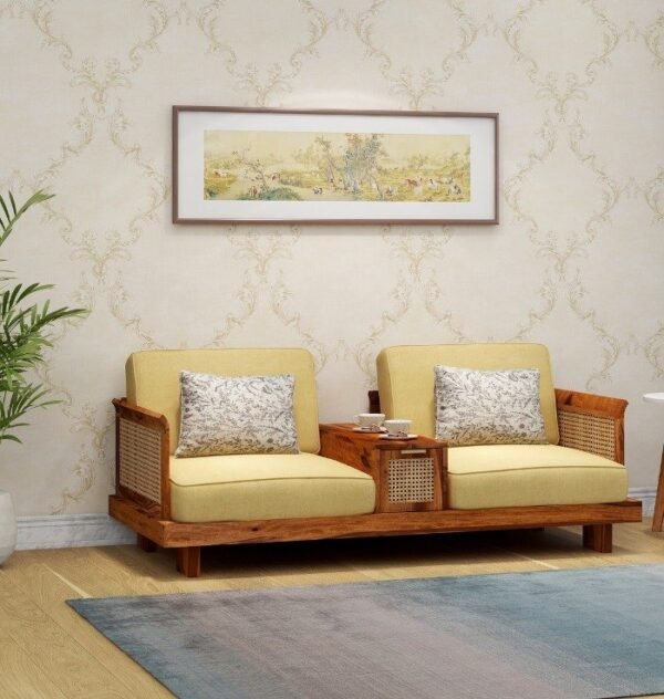 wooden sofa armrest tray with storage Rattan Cane Design