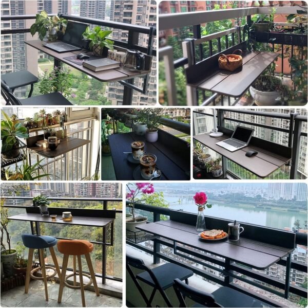 Balcony table hanging folding balcony railing table