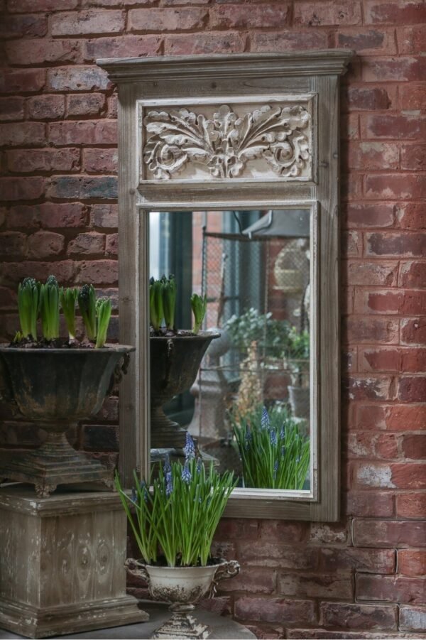 Carved Rectangle Wood Wall Mirror Mango Wood