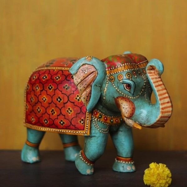 Wooden Hand-Painted Elephant Decor