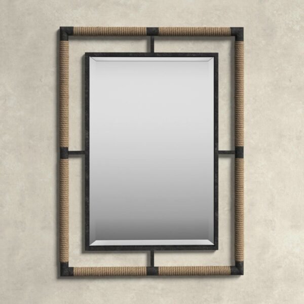 Modern Metal Rope Rectangular Mirror for Bedroom