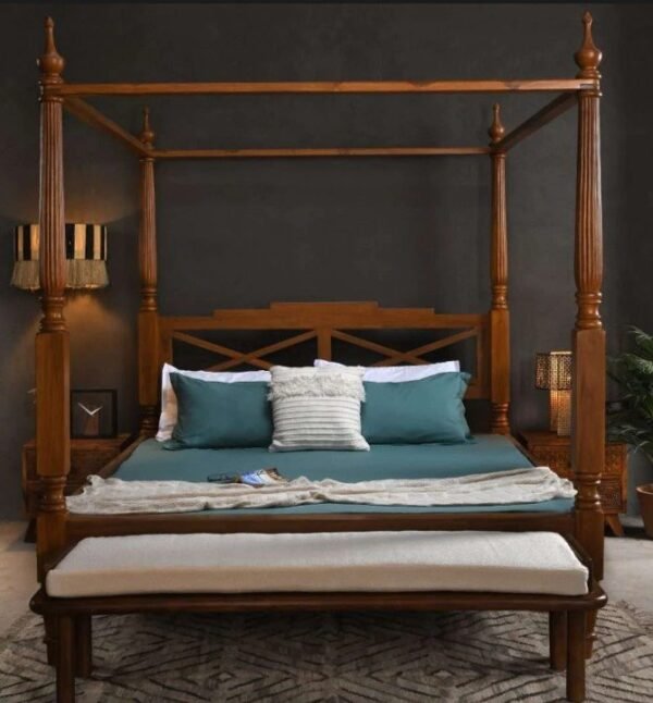 original teak wood bed finish design