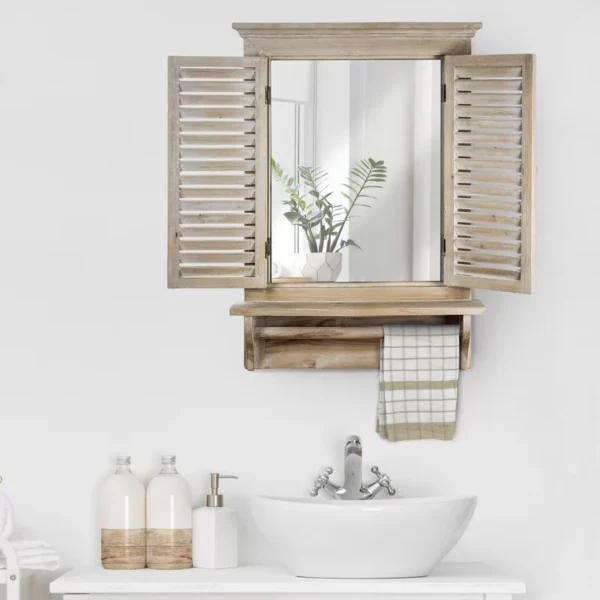 Wooden Window Mirror for bathroom Fake Window Mirror