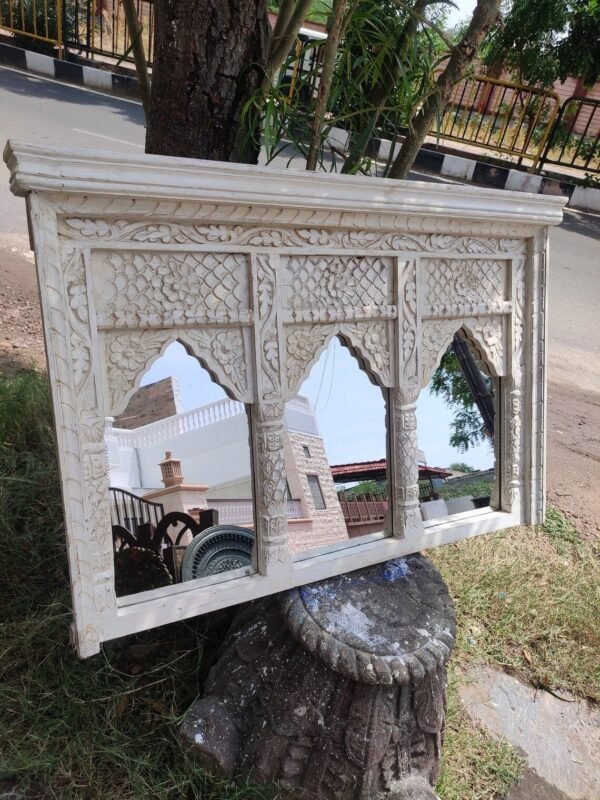 Large vintage mirror Big Carved Triple Arch Mirror Frame