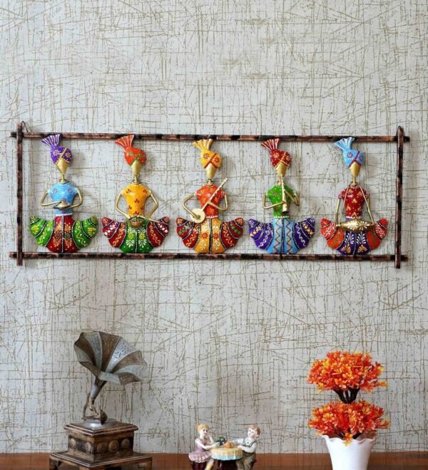 Iron 5 Sardar Musician Wall Hanging in Multi color
