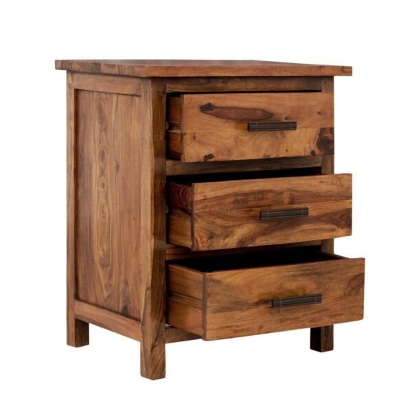 3 drawer bedside table Sheesham Wood Bed Side Table large
