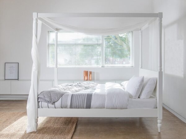 Four Poster Bed with storage Modern Vintage Finish